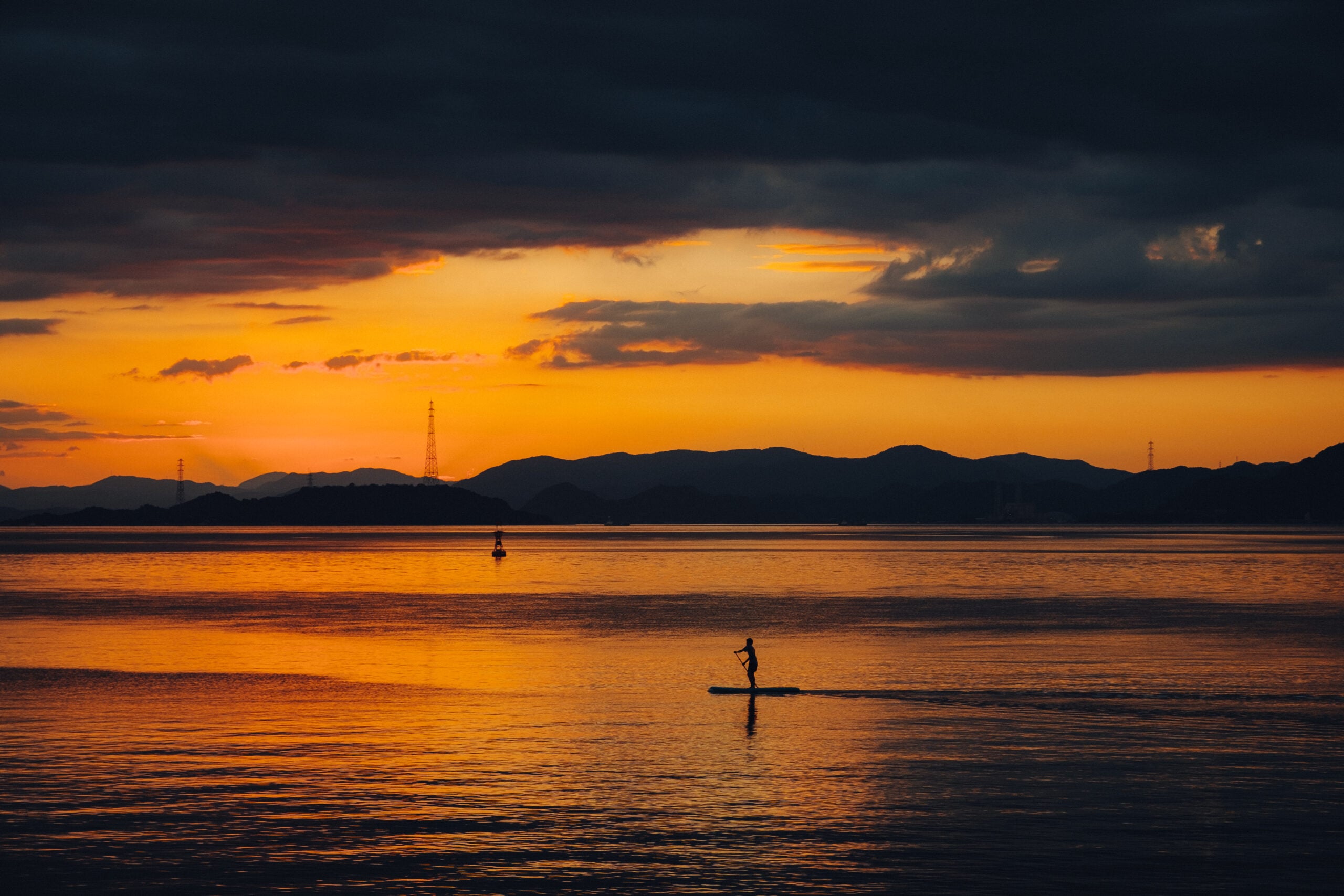 Sunset Stand Up Paddle Boarding (SUP) at Seto inland sea